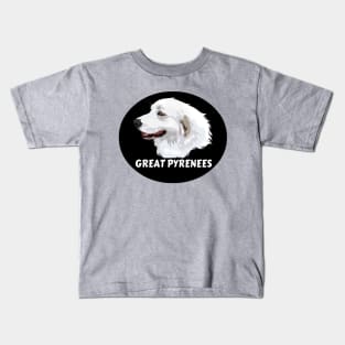 Great Pyrenees Dog Breed Profile Art Kids T-Shirt